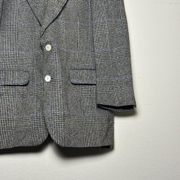 VTG Bill Blass Sport Coat Jacket Casual Men 40R Glen Check Pattern Wool 90s Prep - Picture 10 of 15